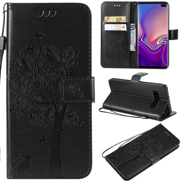Cover for Leather Card Holders Mobile Phone case Kickstand Extra-Shockproof Business Flip Cover Samsung Galaxy S10 Plus Flip Case 